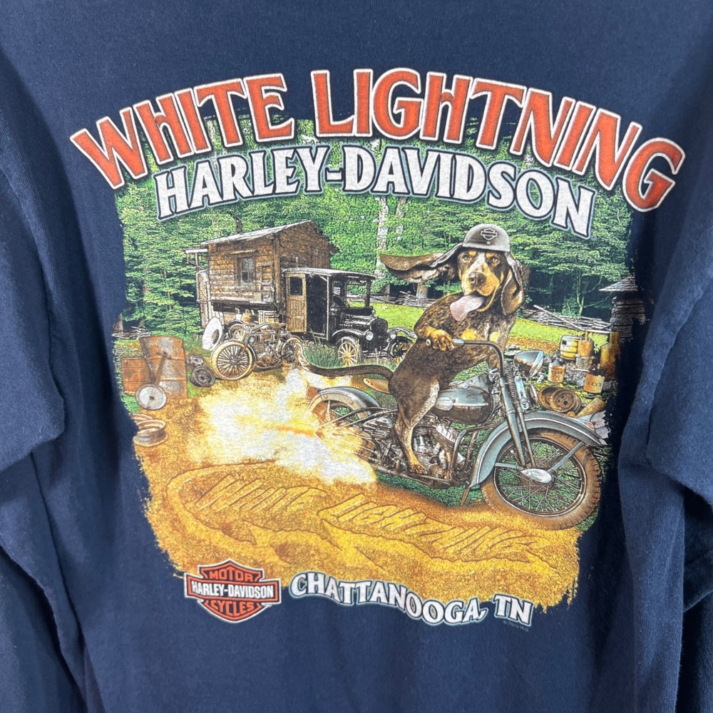 Harley-Davidson White Lightning Chattanooga TN Dog Graphic Long Sleeve Shirt M